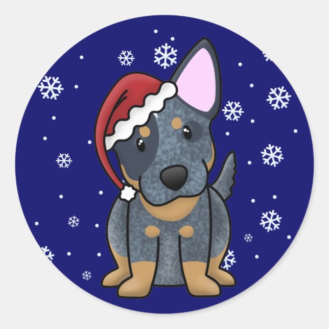 Adesivo Natal Kawaii Blue Heeler (Frente)