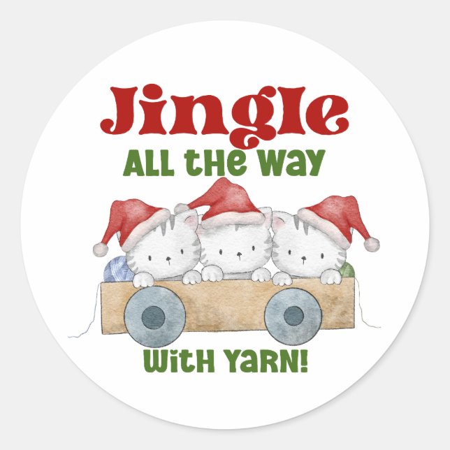 Adesivo Natal Kittens Jingle com Yarn (Frente)