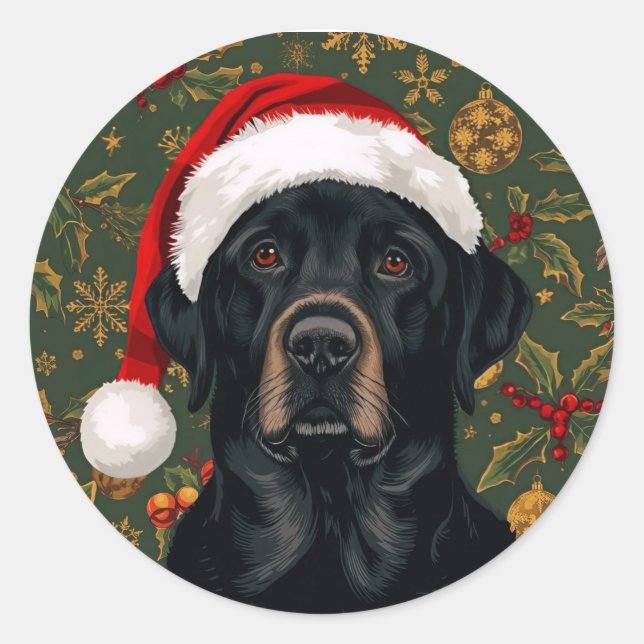 Adesivo Natal labrador preto (Frente)
