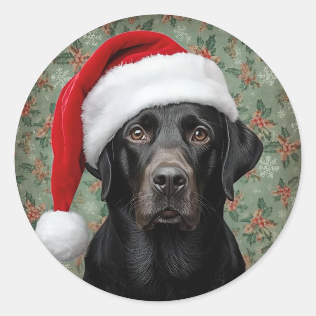 Adesivo Natal labrador preto (Frente)