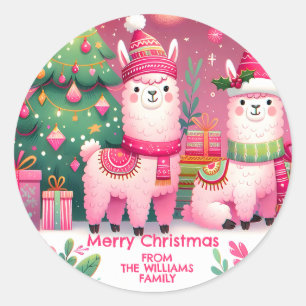 Adesivo Natal Lhama Rosa