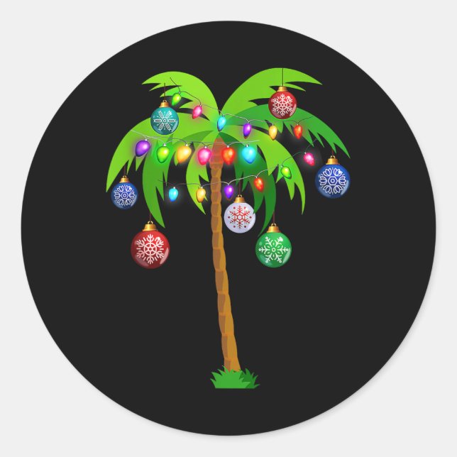 Adesivo Natal Lights Palm Tree Fun Hawaii Beach Tropic (Frente)
