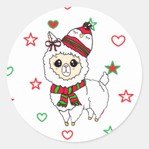 Adesivo Natal Llama com Feriado de inverno bonito