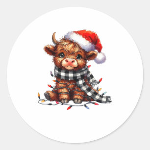 Adesivo Natal Luzes de Highland Vaca Bebê Natal