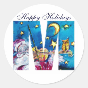 ADESIVO NATAL M CARTA/PAPAIS NOEIS INSPIRADOS MONOGRAMA