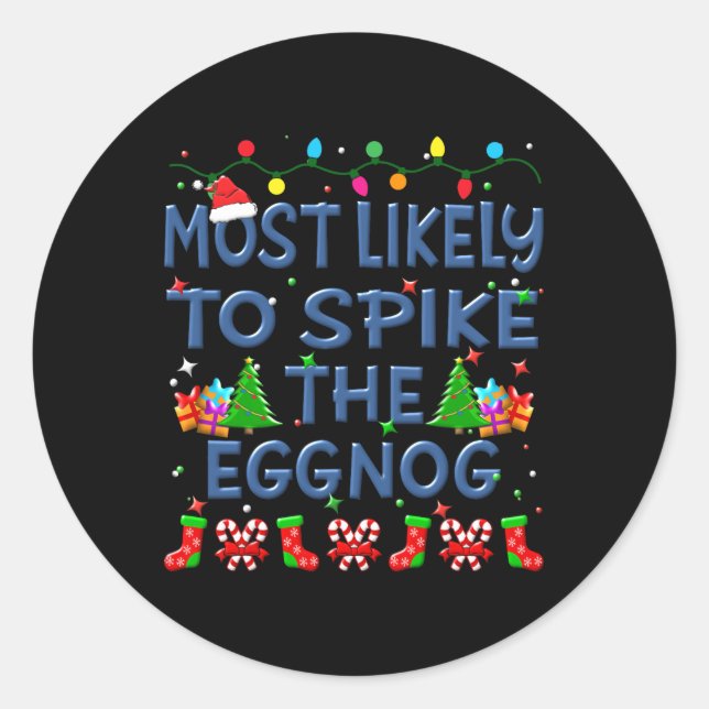Adesivo Natal Mais Provável Para Espetar A Família Eggnog  (Frente)