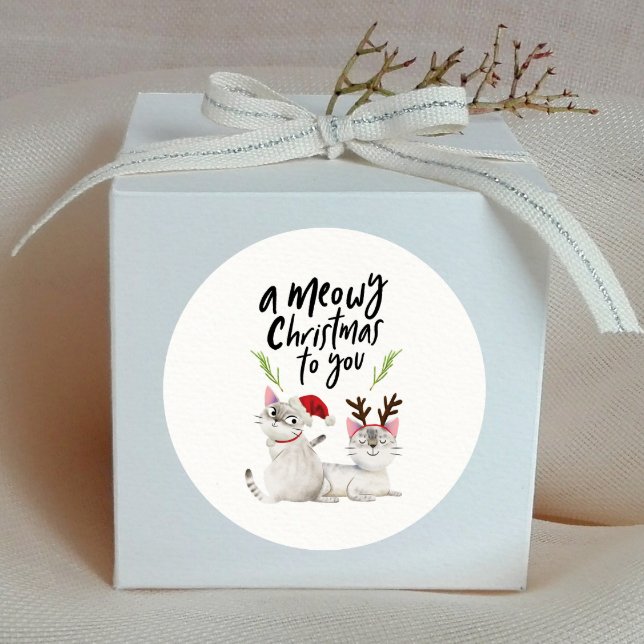 Adesivo Natal Meowy Amantes de Gatos Fofos (Criador carregado)