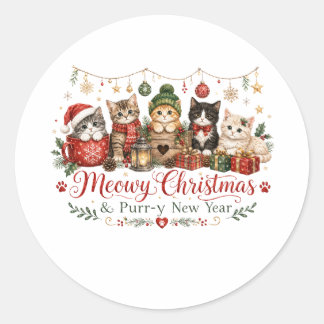 Adesivo Natal Meowy e Ano Novo Purr