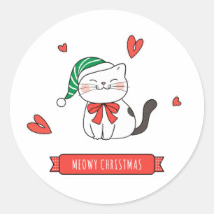 Adesivo Natal Minimalista Gatinho do Papai Noel Meowy Chri