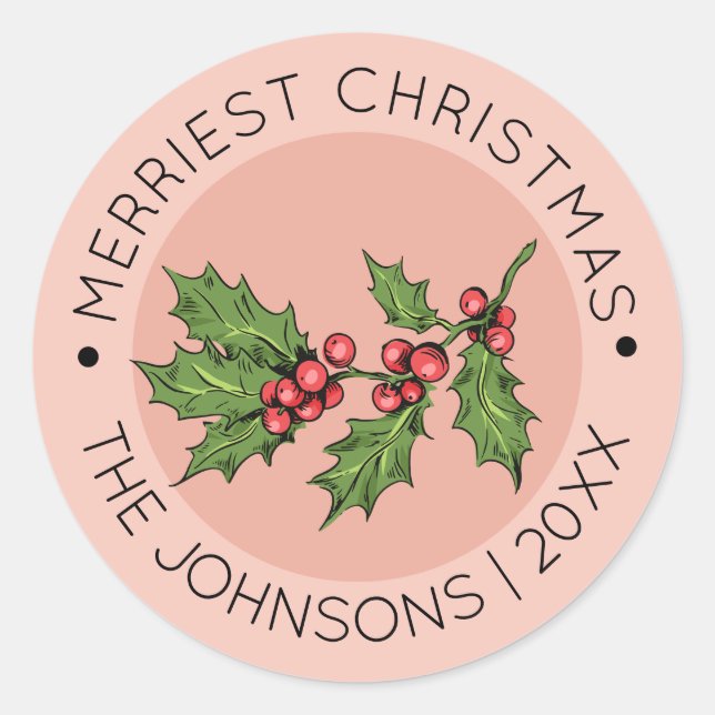 Adesivo Natal MistletoRosa Merriest (Frente)