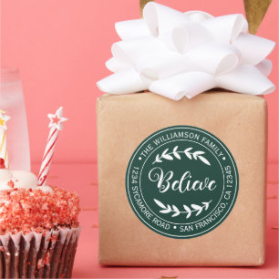 Adesivo Natal Moderno Acredite Endereço de Remessa Verde