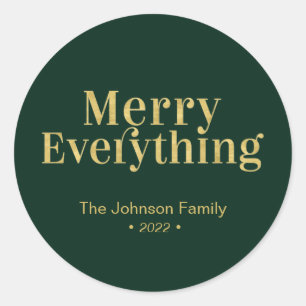 Adesivo Natal Moderno Dourado e Verde Alegre Tudo