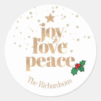 Adesivo Natal moderno "Joy, Love, Peace" Clássico R