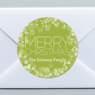 Adesivo Natal Moderno Personalizado com Bokeh Verde