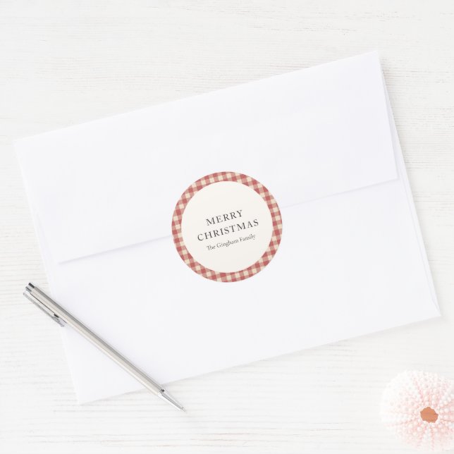 Adesivo Natal Moderno Rustic Red Gingham (Envelope)