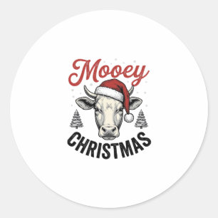 Adesivo Natal Mooey Vaca Chapéu do Papai Noel Gravura Vint