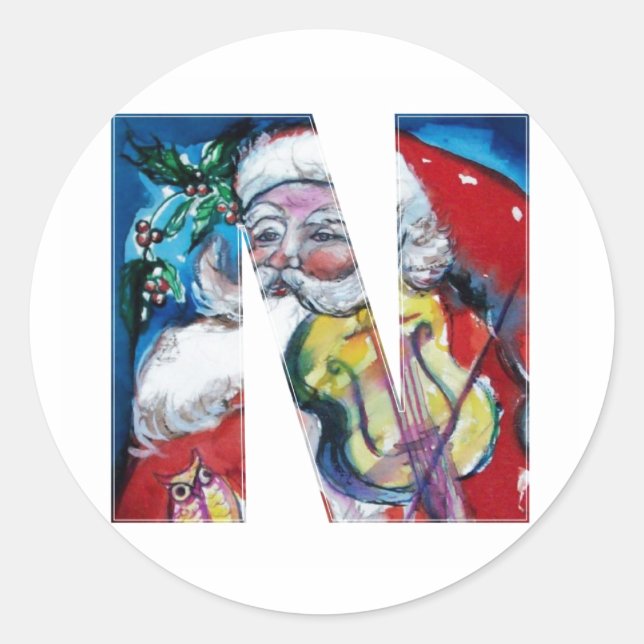 ADESIVO NATAL N CARTA/PAPAIS NOEIS COM MONOGRAMA DE VIOLIN (Frente)