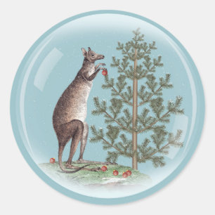 Adesivo Natal na Austrália com neve e um canguru