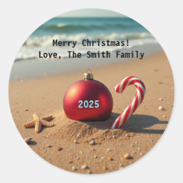 Adesivo Natal na praia estrela-do-mar caneca de Natal