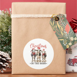 Adesivo Natal nas vacas russas do Barn em Santa Hats