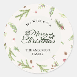 Adesivo Natal natural, botânico elegante