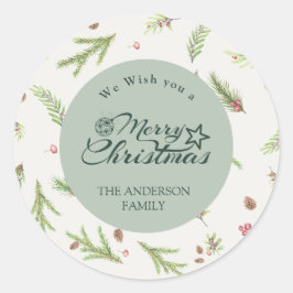 Adesivo Natal natural mínimo elegante Botânica Verde