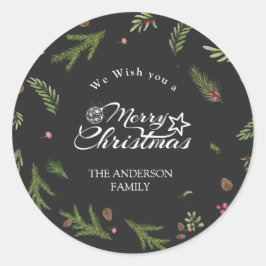 Adesivo Natal natural mínimo elegante Botânica Verde