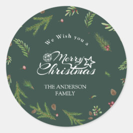 Adesivo Natal natural mínimo elegante Botânica Verde