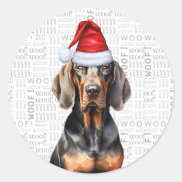 Adesivo Natal Negro e Tan Coonhound Woof Dog Lover
