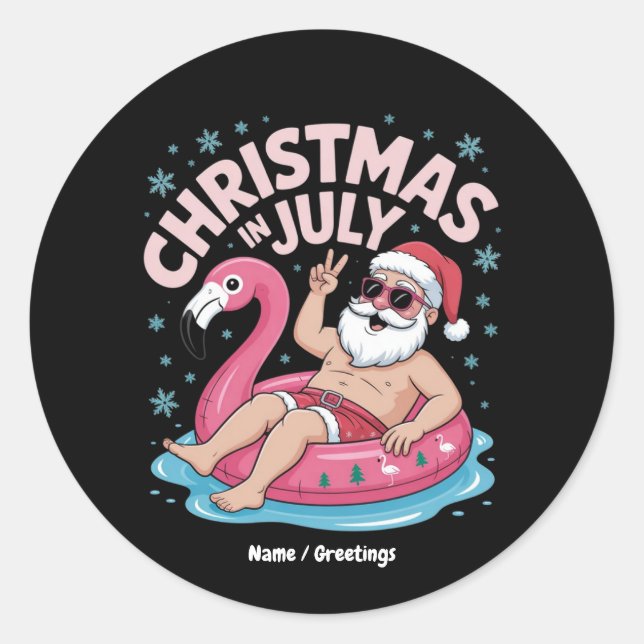 Adesivo Natal nos Papais noeis de julho Flamingo Funny Sum (Frente)