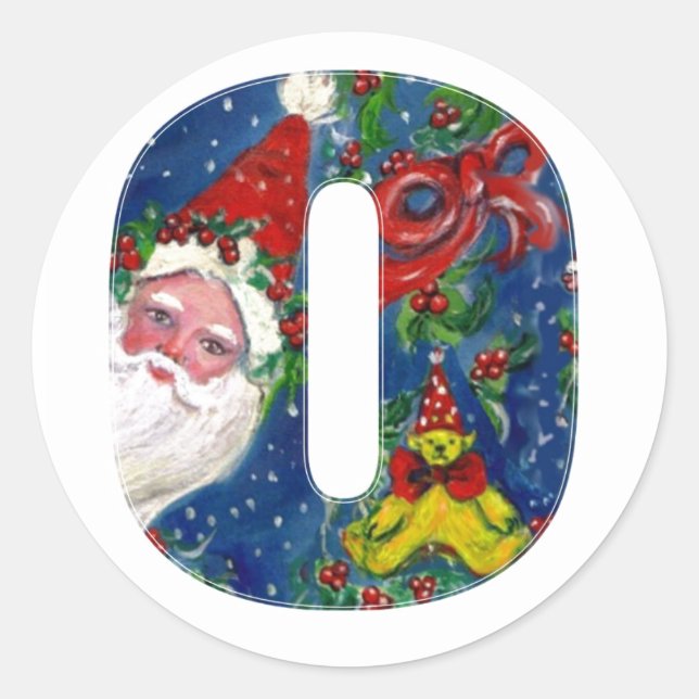 ADESIVO NATAL O LETTER / SANTA CLAUS COM BORRACHA VERMELHA (Frente)
