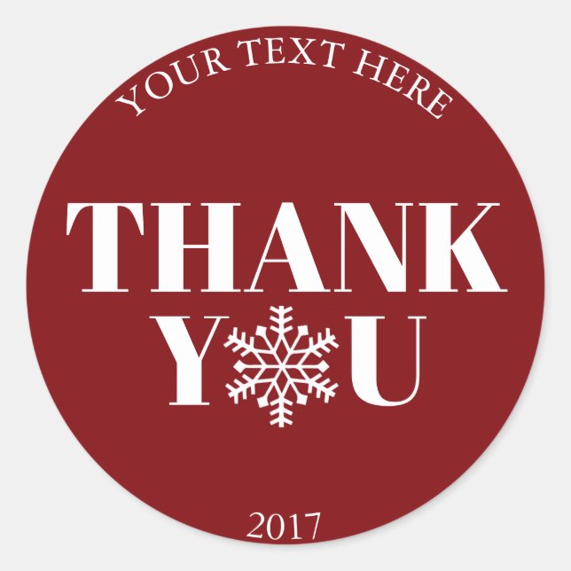 Adesivo Natal Obrigado Snowflake Red White (Frente)