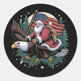 Adesivo Natal Papai Noel Cavalgando Águia Bandeira EUA Nat