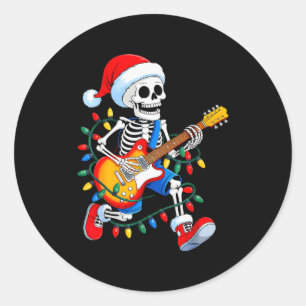 Adesivo Natal Papai Noel Esqueleto Tocando Guitarra Rock D
