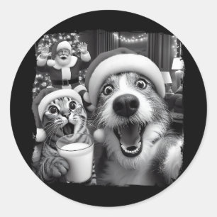 Adesivo Natal Papai Noel Gato Engraçado Tirando Selfie Gua