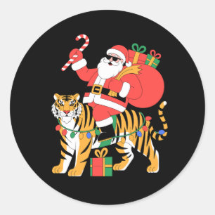 Adesivo Natal Papai Noel Montado em Tigre Cana de Açúcar N
