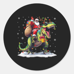 Adesivo Natal Papai Noel Montado no Dinossauro T Rex Menin