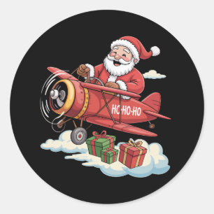 Adesivo Natal Papai Noel Piloto Voando Avião Presente