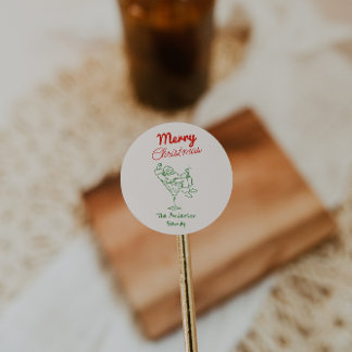 Adesivo Natal Papai Noel Verde Vermelho Desenhado à Mão Re