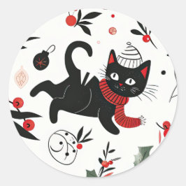 Adesivo Natal para Gato Negro Bonito