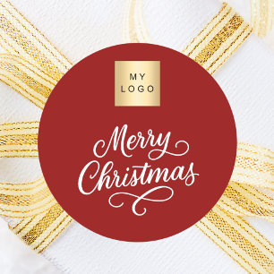 Adesivo Natal para o negócio dos guiões brancos vermelhos