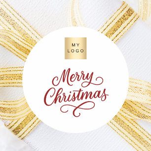 Adesivo Natal para o negócio dos guiões brancos vermelhos