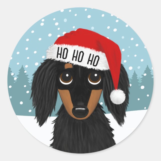 Adesivo Natal para Papais noeis de Tan Dachshund (Frente)