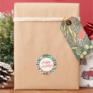Adesivo Natal Patchwork Vermelho e Verde Feliz Natal