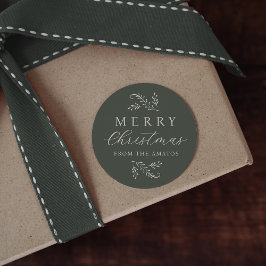 Adesivo Natal Personalizado Botânico Verde Elegante