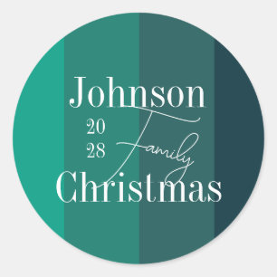 Adesivo Natal Personalizado com Listras Verdes e Nome da F