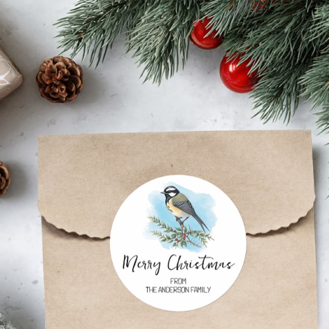 Adesivo Natal Personalizado com Pássaros da Floresta (Personalized Christmas Sticker)