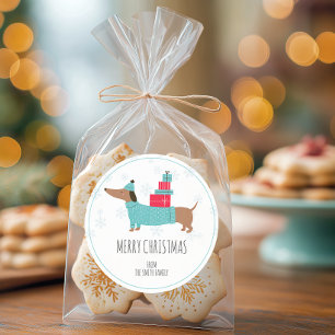 Adesivo Natal Personalizado de Dachshund Alegre