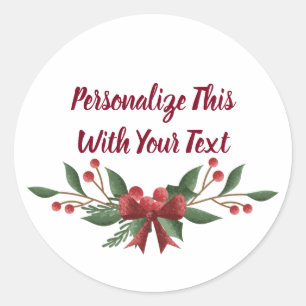 Adesivo Natal personalizado do azevinho e da baga do texto