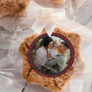 Adesivo Natal personalizado do tartan tradicional vermelho